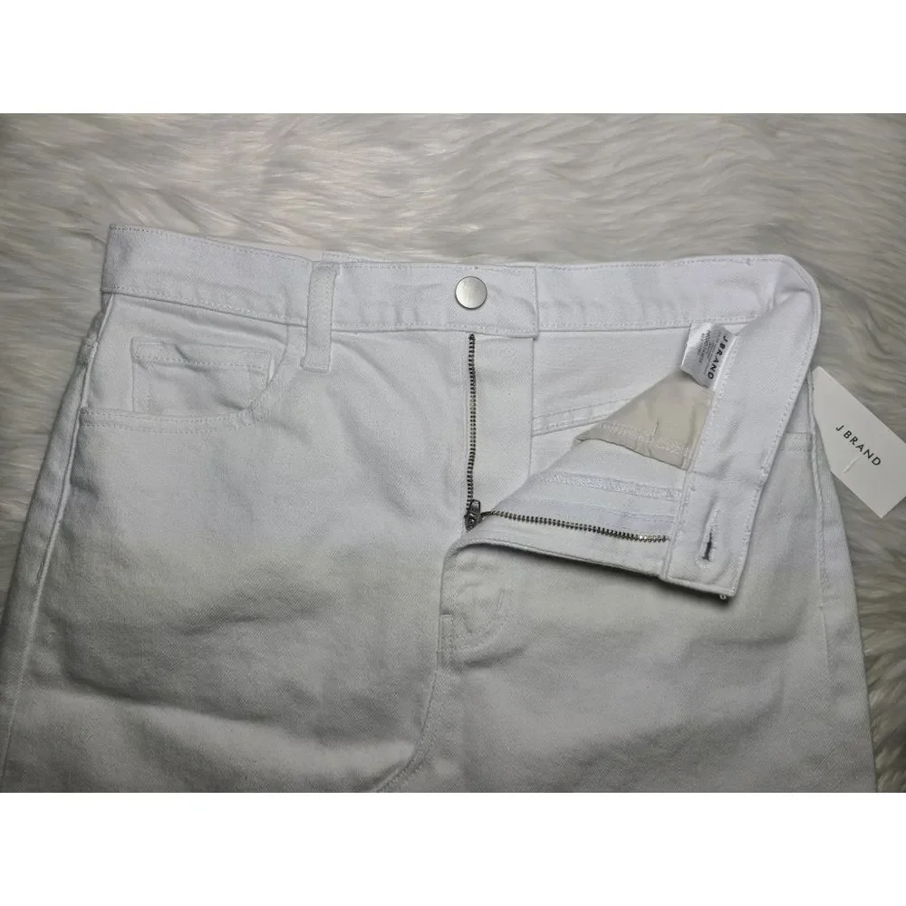 NWT|J Brand Jules High Rise Raw Hem White Denim Mini Skirt, 27